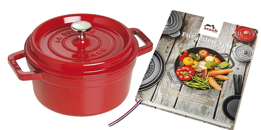 Staub Cocotte Bräter Gusseisen rund 24cm Kirsche