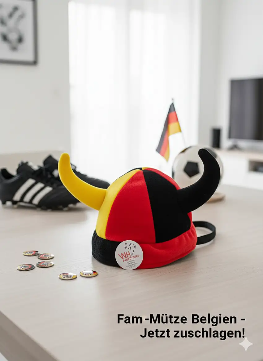 WH Party Items, Deutschlandfarben Mütze mit zwei Hörnern