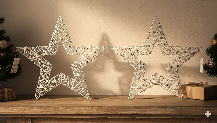 Weihnachtsstern Weiß mit Silberkugeln 2er Set, Dekoration Gerd Rodermund