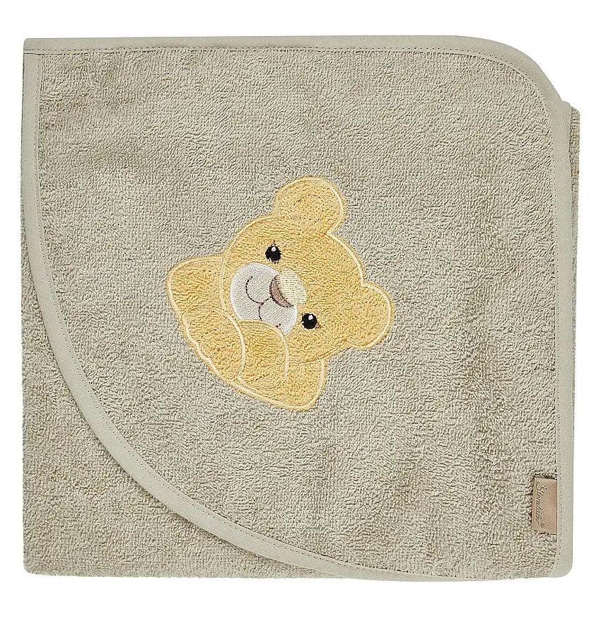Sterntaler Kapuzenbadetuch khaki mit Löwe Leo 80x80cm