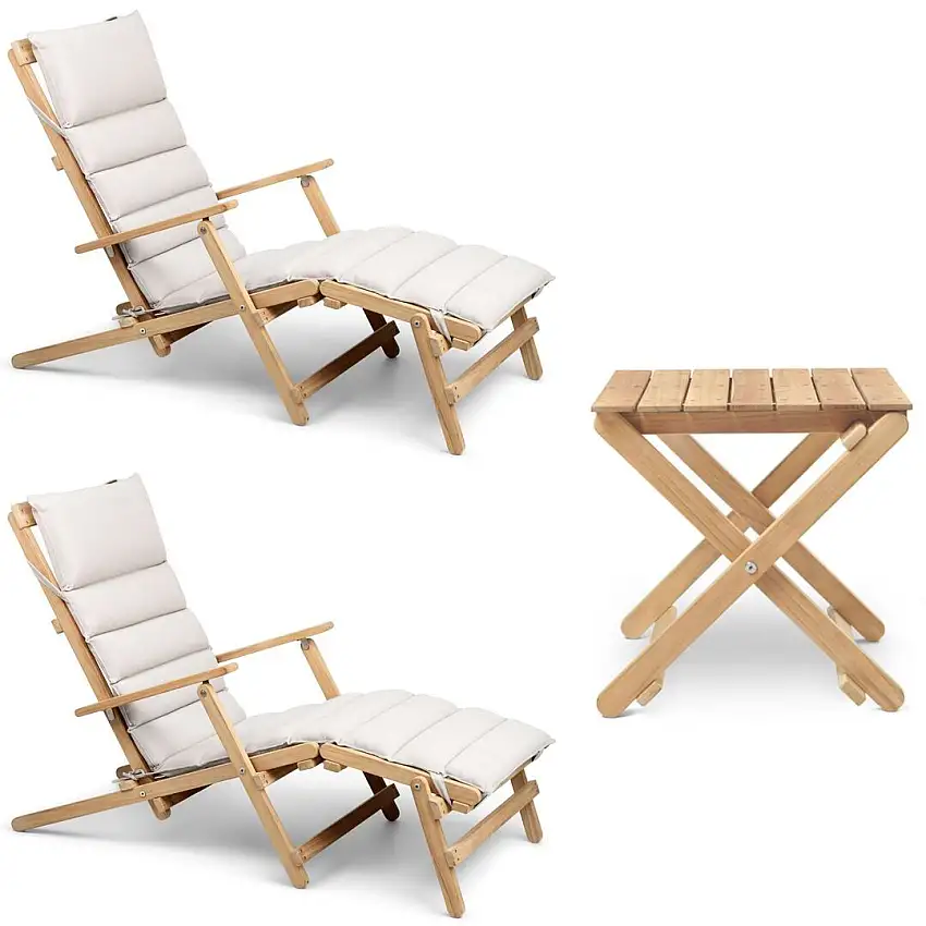 Garten Kombi Carl Hansen: 2 Sonnenliegen BM5565 / BM5868 Beistelltisch -45 %