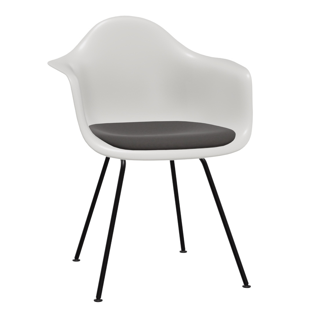 4er Set Eames Plastic Armchair DAX RE mit Sitzpolster von Vitra