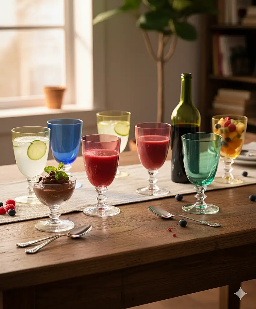 11x Bunte Antiquitäten Gläser, Weingläser