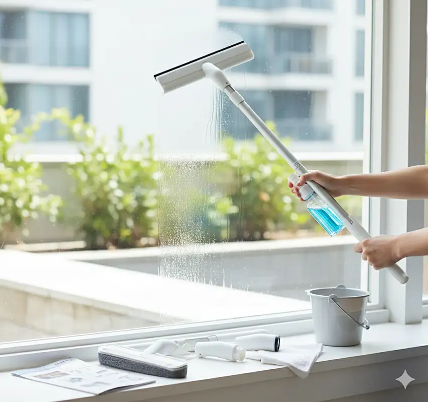 3-in-1 Fensterwischer mit Knickgelenk