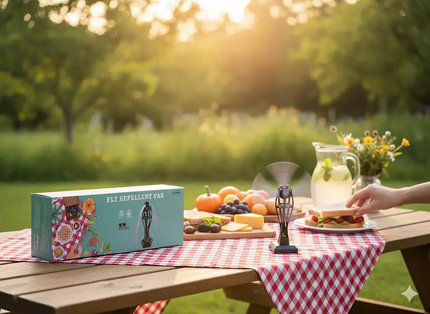 3er Pack Fly Repellent Fan QY-H01, Fackelfliegenfächer, Fliegenschutz