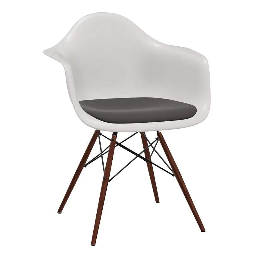 4er Set Eames Plastic Armchair DAW RE mit Sitzpolster von Vitra