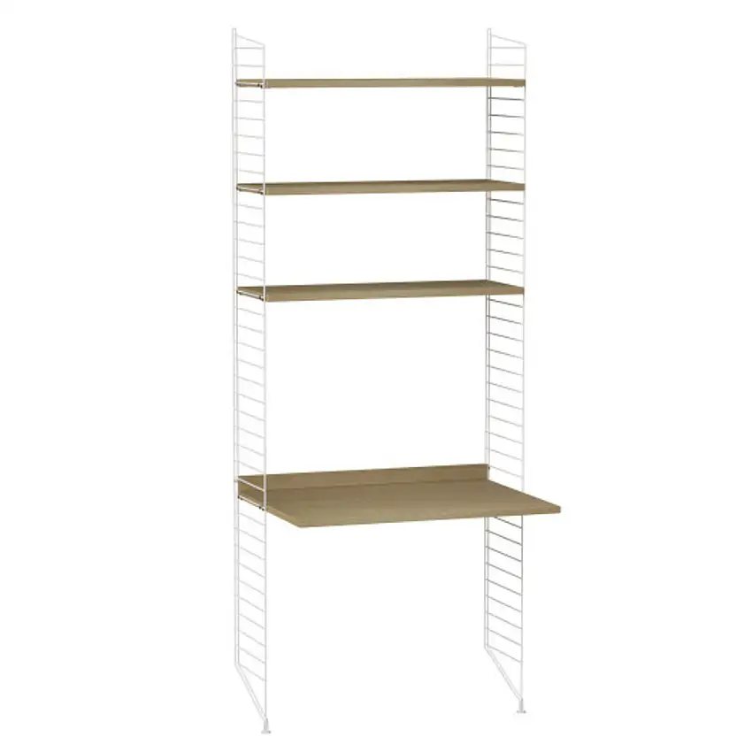 2.00 m hohes Regal String mit Arbeitstisch