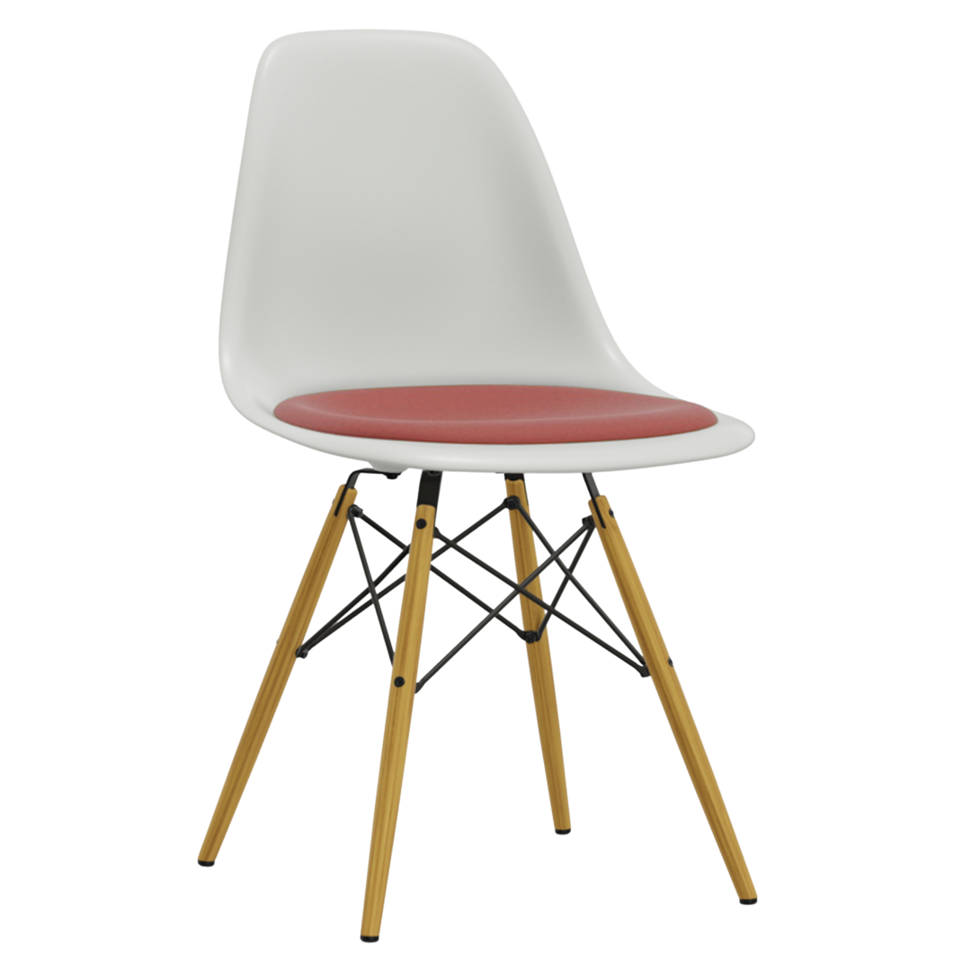 4er Set Eames Plastic Side Chair DSW RE mit Sitzpolster von Vitra