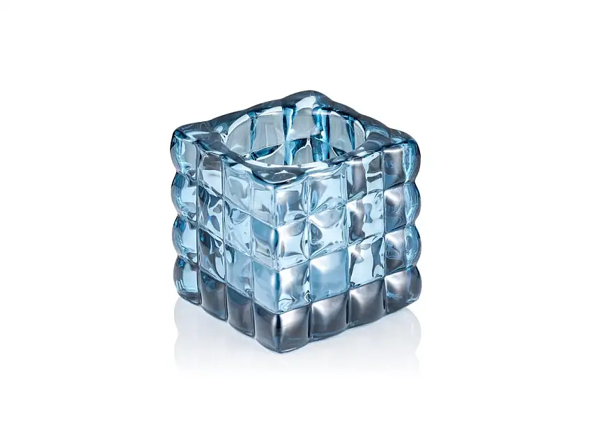 YUYU Cube Steel Blue YUYU, 8x8x8cm, Glas