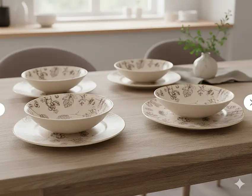 Weltbild Tafelservice "Rubin Garten" 8-teilig, Modern, Hochwertig