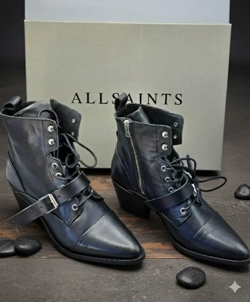 Allsaints Katy Zip Boots, Calf, Schwarz Größe 37