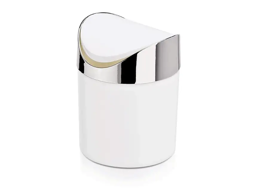 WAS Tischabfalleimer mit Schwingdeckel, Ø12cm, weiß, Kunststoff