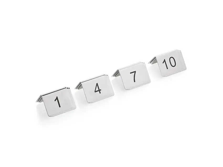 WAS Tischnummer Set, 12-teilig, 1-12, Chromnickelstahl
