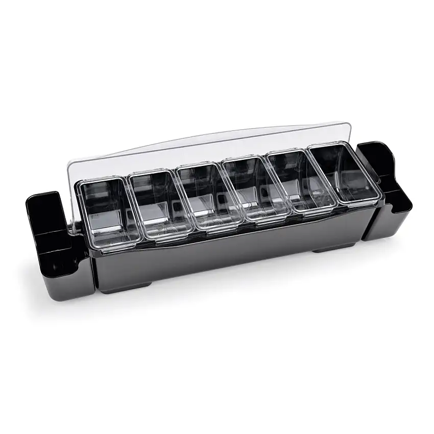 WAS Zutatenbehälter mit 6 Einsätzen á 700 ml, schwarz, Kunststoff